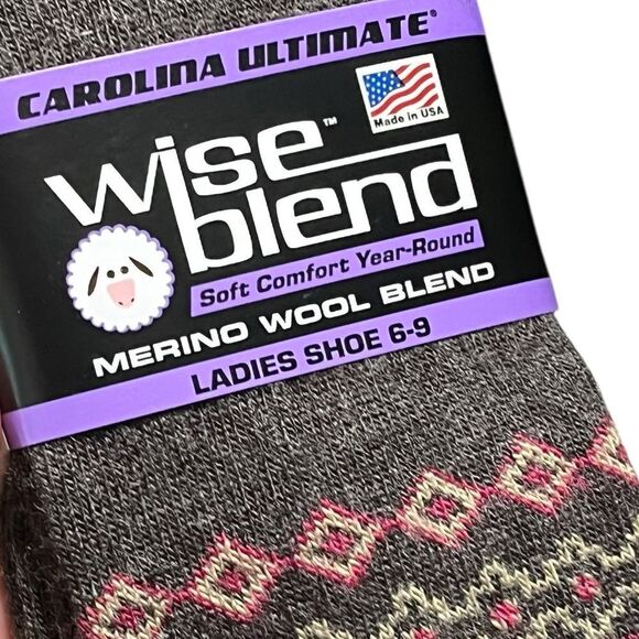 Merino Wool Blend Women’s Socks, 2 Pairs, Brown and Blue, Sizes 6-9, NWT - Picture 3 of 6